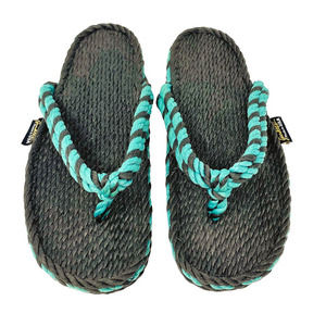 GURKEES Handmade Hemp Vegan Rope Flip Flop Summer Blue & Black Sandals